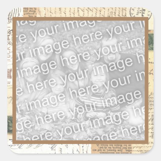 ヴィンテージEphemeraで額縁に入れ、自分の写真を追加 スクエアシール (正面)