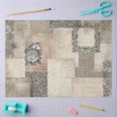 ヴィンテージEphemeraスクリプトフローラブラックタンデクページ 薄葉紙 (クラフト)