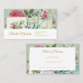 ヴィンテージEphemeraピンクローズと金ゴールドスクリプト 名刺 (正面/裏面)