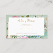 ヴィンテージEphemeraピンクローズと金ゴールドスクリプト 名刺 (裏面)