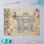 ヴィンテージEphemeraフローラスクリプトBee Decompageバラ 薄葉紙 (クラフト)