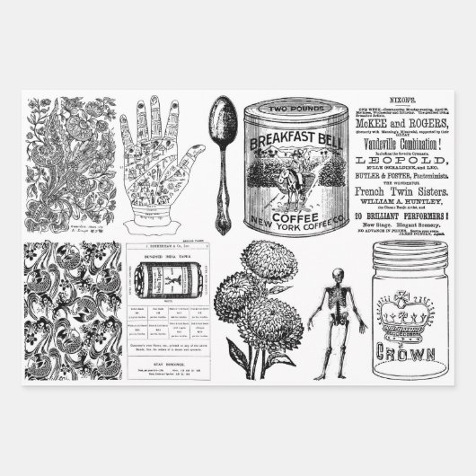 ヴィンテージEphemera Decompageまたはコラージュ紙シート ラッピングペーパーシート (正面)