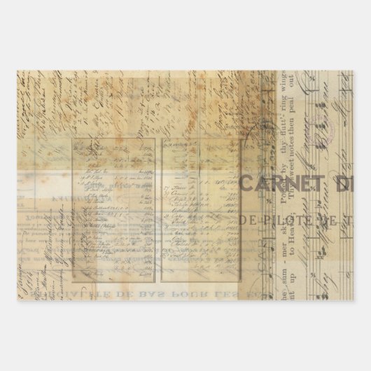 ヴィンテージEphemera Decompage/Wrapシートセット ラッピングペーパーシート (正面)