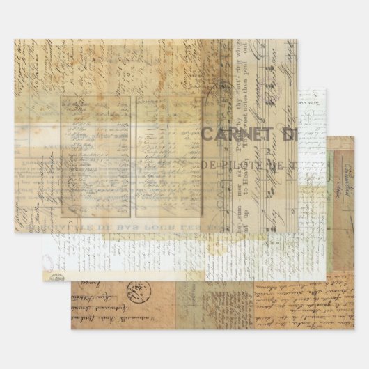 ヴィンテージEphemera Decompage/Wrapシートセット ラッピングペーパーシート (セット)