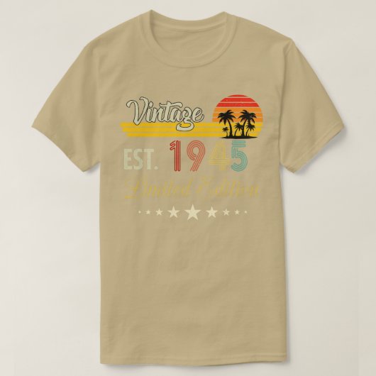 ヴィンテージEst 1945限定版誕生日 Tシャツ (デザイン正面)
