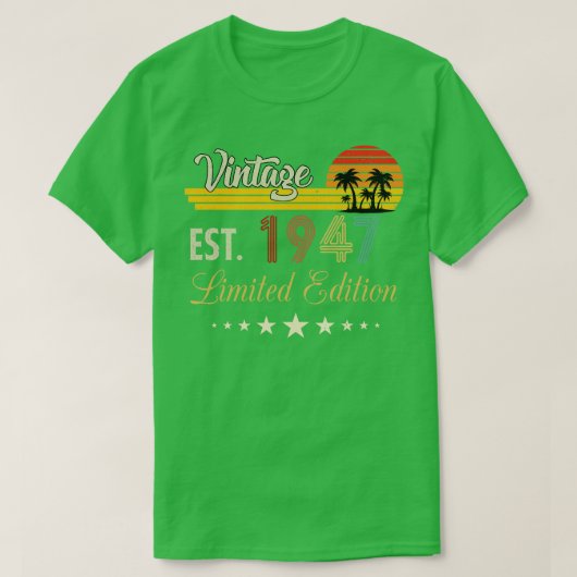 ヴィンテージEst 1947限定版誕生日 Tシャツ (デザイン正面)