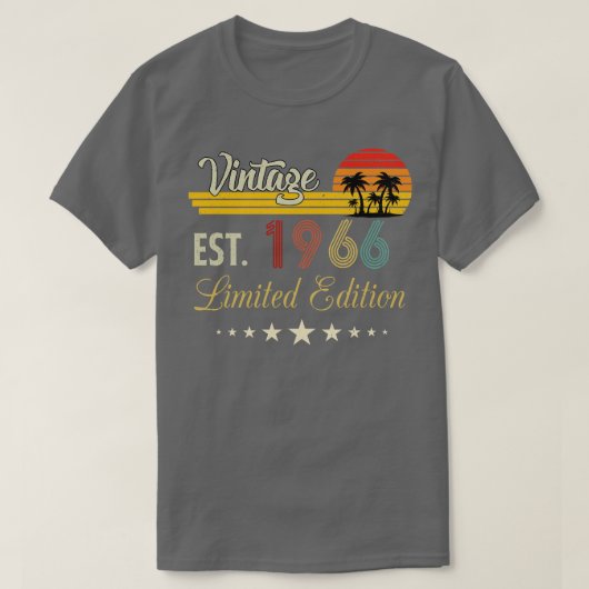 ヴィンテージEst 1966限定版誕生日 Tシャツ (デザイン正面)