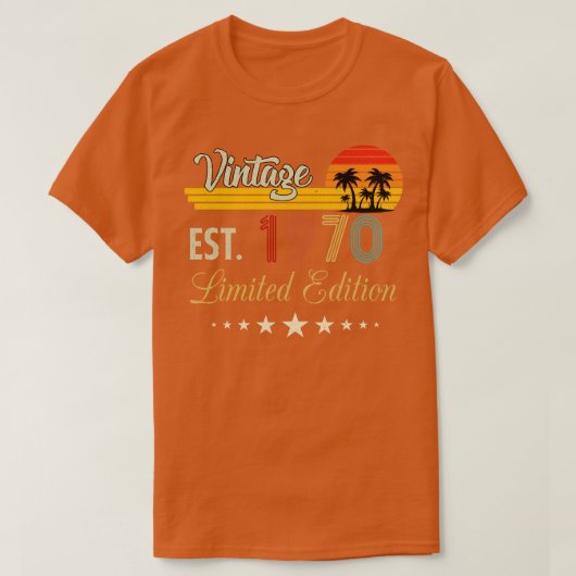 ヴィンテージEst 1970限定版誕生日 Tシャツ (デザイン正面)