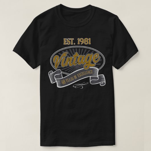ヴィンテージEST 1981 40年エセルンス40歳の誕生日 Tシャツ (デザイン正面)