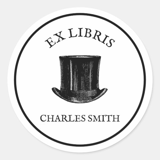 ヴィンテージexライブリトップハットパーソナルブックプレート ラウンドシール (正面)