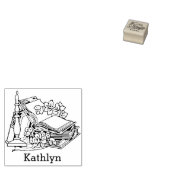 ヴィンテージEx Libris Books and Flowers ラバースタンプ (押印)