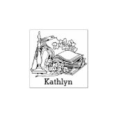 ヴィンテージEx Libris Books and Flowers ラバースタンプ (インプリント)