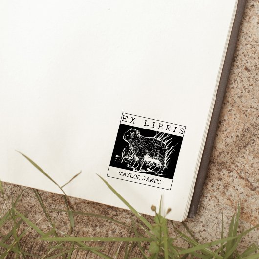 ヴィンテージEx Libris, Capybara Book ラバースタンプ