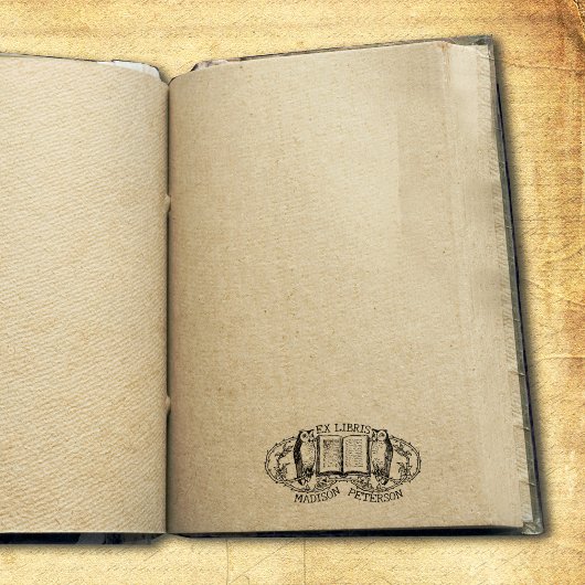 ヴィンテージEx Libris Owls,書籍 ラバースタンプ