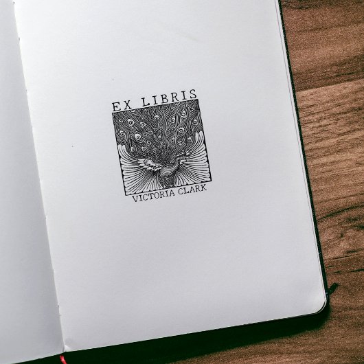 ヴィンテージEx Libris Peacockカスタムブック ラバースタンプ
