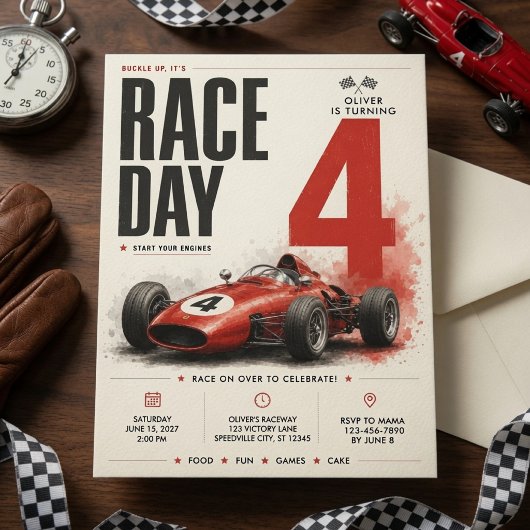 ヴィンテージF1レースカーバースデー 招待状