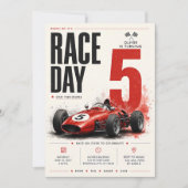ヴィンテージF1 レースデー 5歳の誕生日招待状 招待状 (正面)