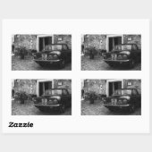 ヴィンテージFIAT車でイタリアのモノクロ 長方形シール (シート)