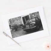 ヴィンテージFIAT車でイタリアのモノクロ 長方形シール (封筒)