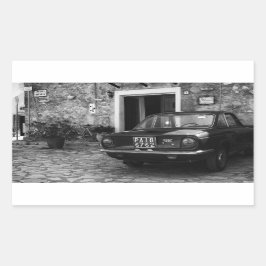 ヴィンテージFIAT車でイタリアのモノクロ 長方形シール