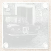 ヴィンテージFIAT車（イタリア）モノクロ ガラスコースター (裏面)