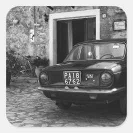 ヴィンテージFIAT車(イタリア)モノクロ スクエアシール