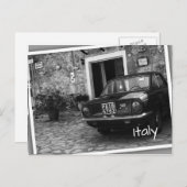 ヴィンテージFIAT車(イタリア、モノクロ) ポストカード (正面/裏面)