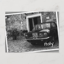 ヴィンテージFIAT車(イタリア、モノクロ) ポストカード