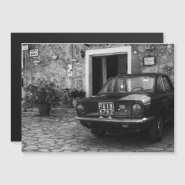 ヴィンテージFIAT車(イタリア)モノクロ マグネット招待状