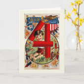 ヴィンテージFireworks7月4日グリーティングカード カード (黄色い花)