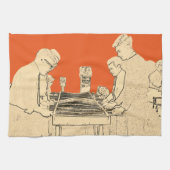 ヴィンテージFOOSBALL FUZBOLLの写真の芸術のテーブルのフットボール キッチンタオル (横)