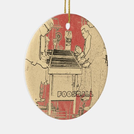 ヴィンテージFOOSBALL FUZBOLLの写真の芸術のテーブルのフットボール セラミックオーナメント (右)