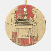 ヴィンテージFOOSBALL FUZBOLLの写真の芸術のテーブルのフットボール セラミックオーナメント (正面)