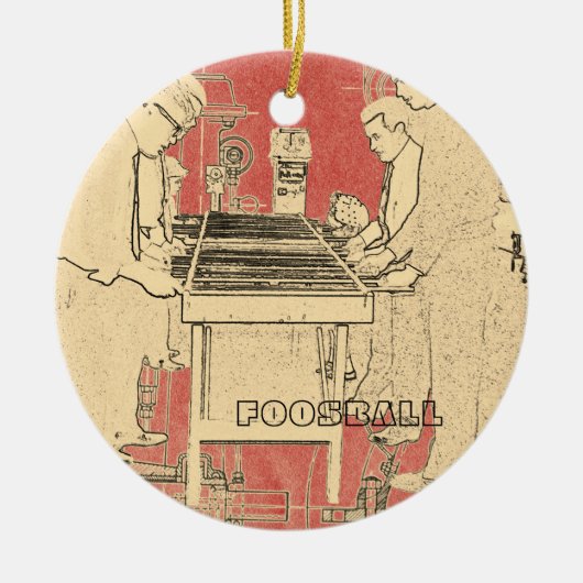 ヴィンテージFOOSBALL FUZBOLLの写真の芸術のテーブルのフットボール セラミックオーナメント (正面)