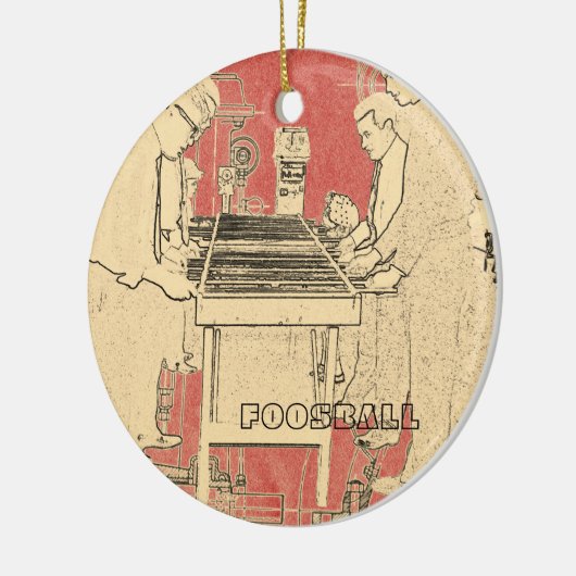 ヴィンテージFOOSBALL FUZBOLLの写真の芸術のテーブルのフットボール セラミックオーナメント (左)