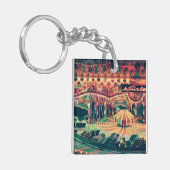 ヴィンテージFunfair at Night Photo キーホルダー (正面左)