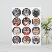 ヴィンテージG.L.バーンズ擬人化された猫の絵画 (スタンド正面)