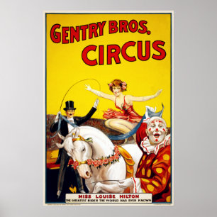 ヴィンテージGentry Bros.ホースアンドピエロサーカス ポスター