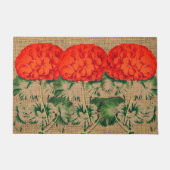 ヴィンテージGeranium Trio in burlap look Doormat ドアマット (正面)