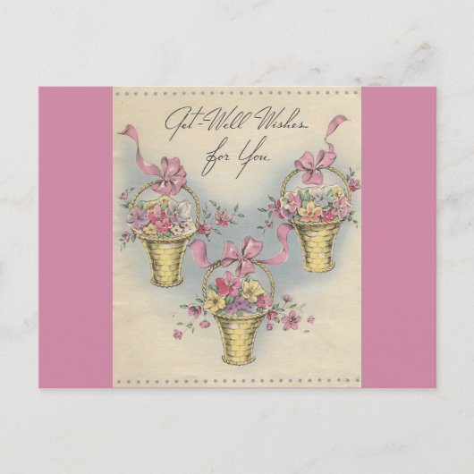 ヴィンテージGet Well Baskets 1 ポストカード (正面)