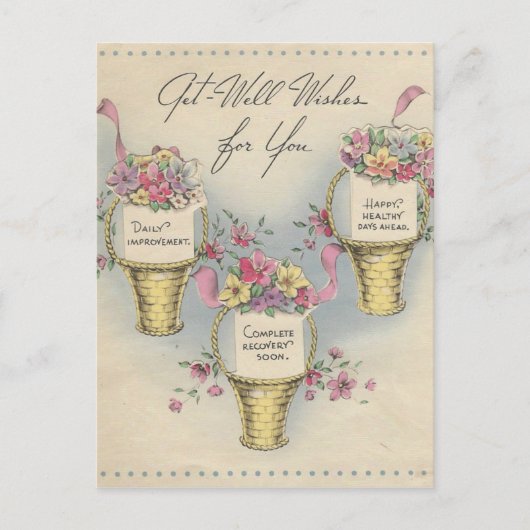 ヴィンテージGet Well Baskets 2 ポストカード (正面)