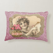 ヴィンテージGirl2フレームピンクのスパークリーなアクセント枕 アクセントクッション (裏面)