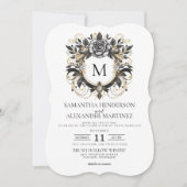 ヴィンテージGLAMフローラ(QRコード付き) 結婚 招待状 (正面)