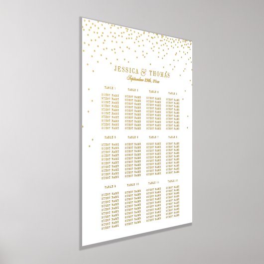 ヴィンテージGlam金ゴールド結婚紙吹雪の座席表 箔ポスター (レイダウン)