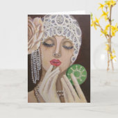 ヴィンテージGlamor Gal/ノートカード カード (黄色い花)