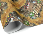 ヴィンテージGMCトラック霜の降りた雪だるま走 ラッピングペーパー (ロールコーナー)