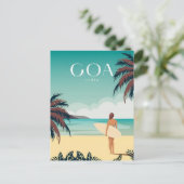 ヴィンテージGOA、インド旅行水の色レトロ ポストカード (スタンド正面)