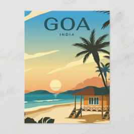 ヴィンテージGOA、インド旅行水の色レトロ ポストカード