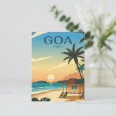 ヴィンテージGOA、インド旅行水の色レトロ ポストカード (スタンド正面)