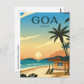 ヴィンテージGOA、インド旅行水の色レトロ ポストカード (正面/裏面)
